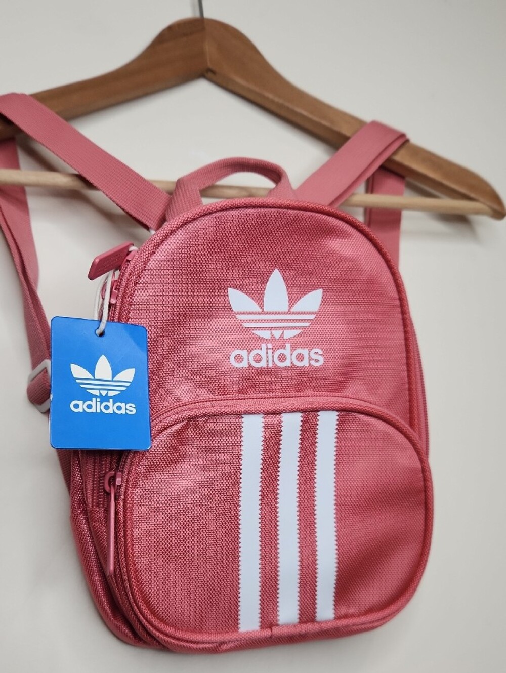 Adidas Originals Mini Backpack Pink NWT Trefoil Logo Compact Travel Bag - Picture 4 of 8
